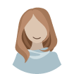 Illustrazione di una donna con lunghi capelli castani e un volto sorridente.