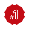 Una medaglia rossa con il numero uno, per il primo posto.